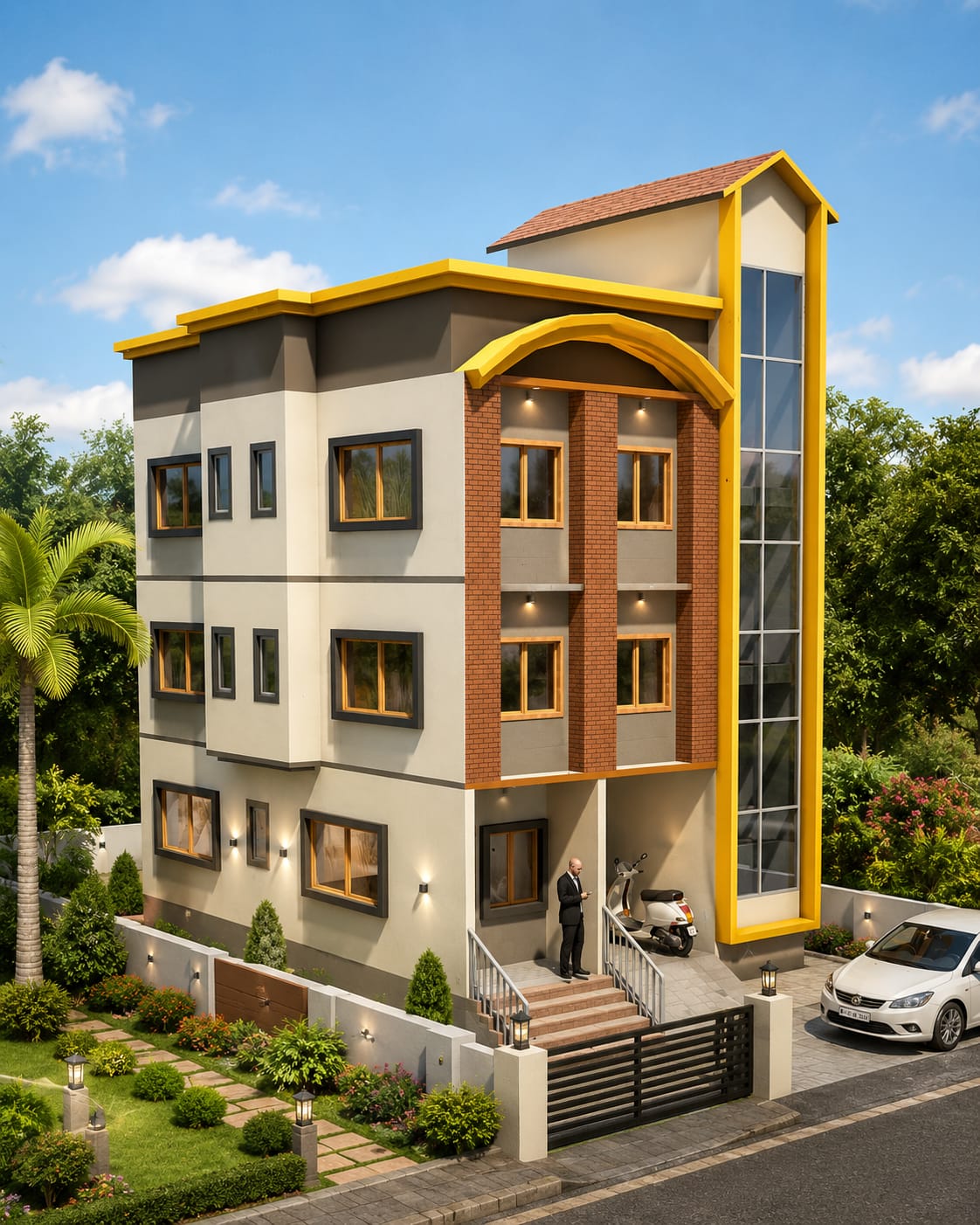 3D elevation of a multi-storey residential building