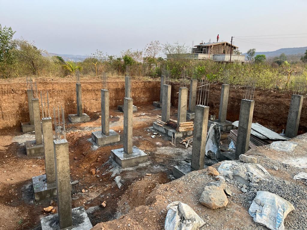 RCC columns and footings at a construction site